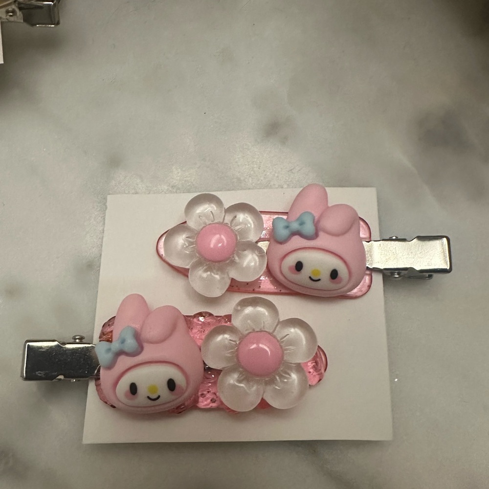 Melody Pink Hair Clips with Cartoon Design